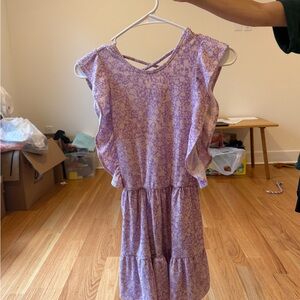 Purple Floral Kids Casual Dress